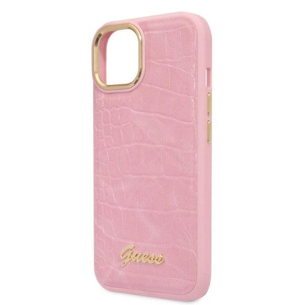 Guess Croco Collection æske til iPhone 14 Plus - pink