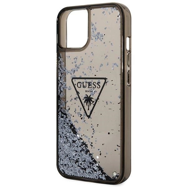 Guess GUHCP14SLFCTPK iPhone 14 6.1" sort/sort hardcase Liquid Glitter Palm Collection
