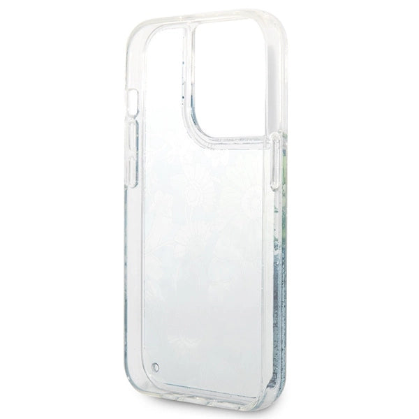 Guess Flower Liquid Glitter case til iPhone 14 Pro Max - grøn