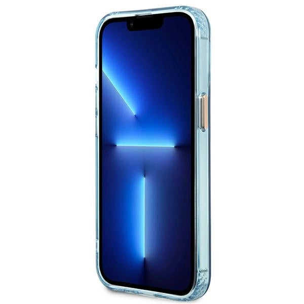 Guess Gold Outline Gennemskinnelig MagSafe-hylster til iPhone 13 Pro / iPhone 13 - blå