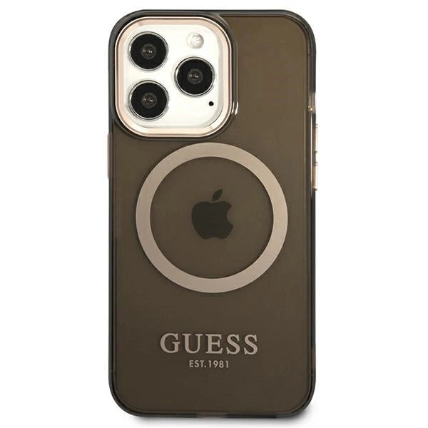Guess Gold Outline Gennemskinnelig MagSafe Case til iPhone 13 Pro / iPhone 13 - sort