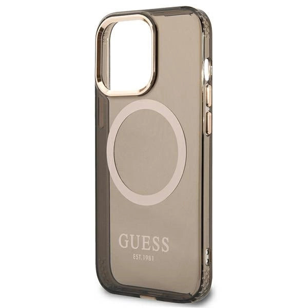 Guess Gold Outline Gennemskinnelig MagSafe Case til iPhone 13 Pro / iPhone 13 - sort
