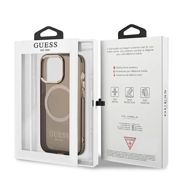 Guess Gold Outline Gennemskinnelig MagSafe Case til iPhone 13 Pro / iPhone 13 - sort