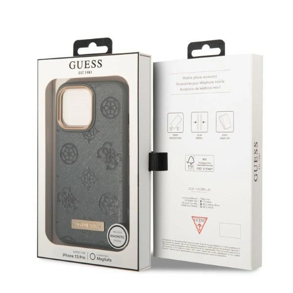 Guess GUHMP13LSAPSTG iPhone 13 Pro / 13 6.1" grå/grå hardcase Peony Logo Plade MagSafe