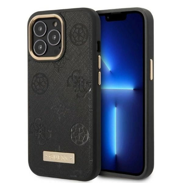 Guess GUHMP13LSAPSTK iPhone 13 Pro / 13 6.1" sort/sort hardcase Peony Logo Plade MagSafe