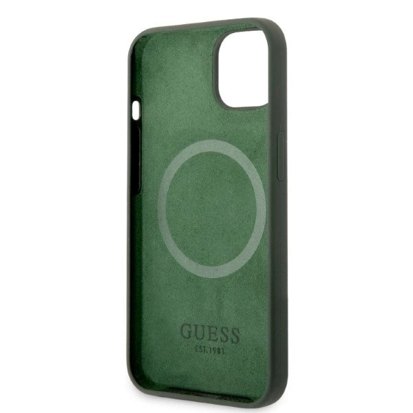 Guess GUHMP13MSBPLA iPhone 13 6.1" grøn/khaki hårdkasse Silikon Logo Plade MagSafe