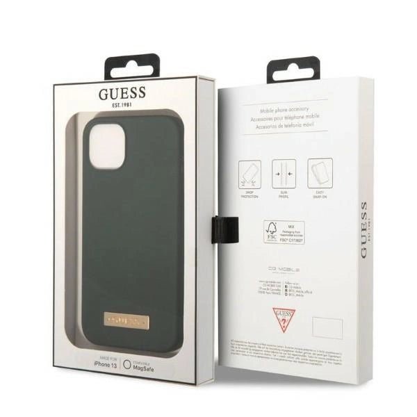 Guess GUHMP13MSBPLA iPhone 13 6.1" grøn/khaki hårdkasse Silikon Logo Plade MagSafe