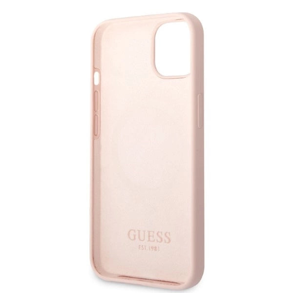 Guess GUHMP13MSBPLP iPhone 13 6,1" pink/pink hard case Silicone Logo Plate MagSafe