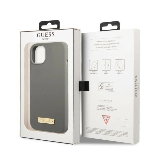 Guess GUHMP13SSPLG iPhone 13 mini 5.4" grå/grå hard case Silicone Logo Plate MagSafe