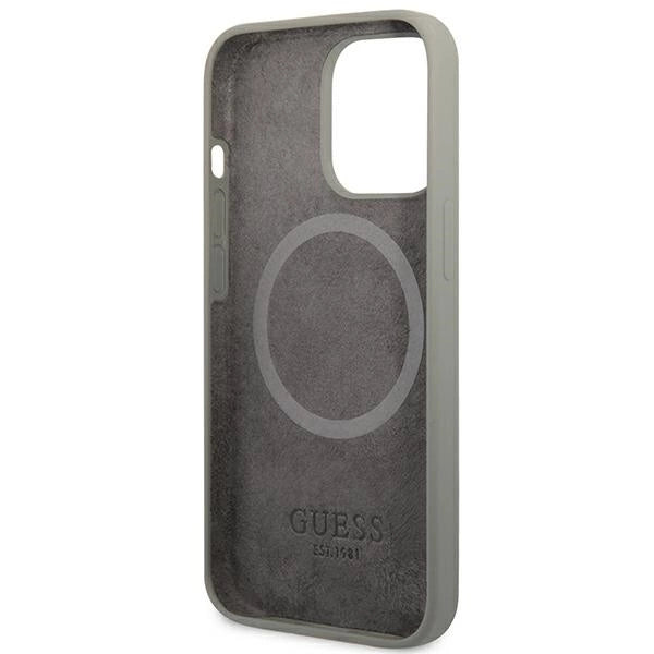 Guess GUHMP13XSPLG iPhone 13 Pro Max 6.7" grå/grå hardcase Silicone Logo Plate MagSafe