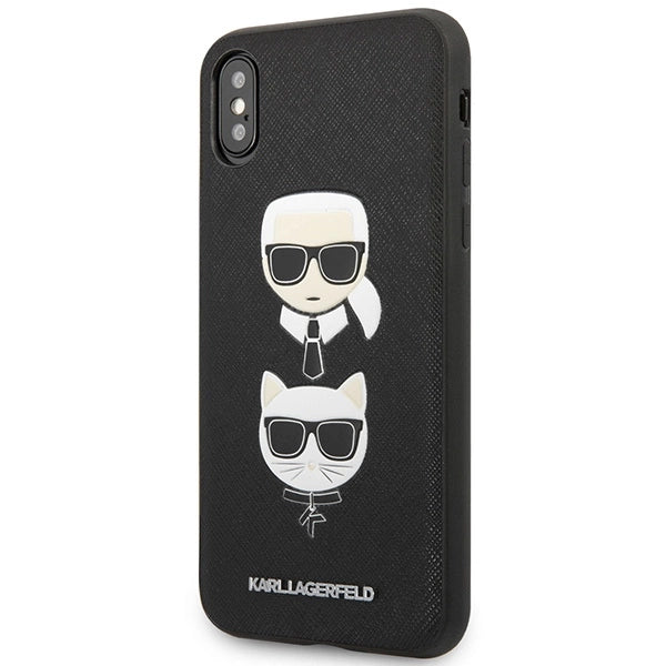 Karl Lagerfeld Saffiano Karl&Choupette hovedetæppe til iPhone XS Max - sort