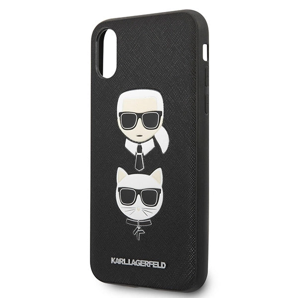 Karl Lagerfeld Saffiano Karl&Choupette hovedetæppe til iPhone XS Max - sort