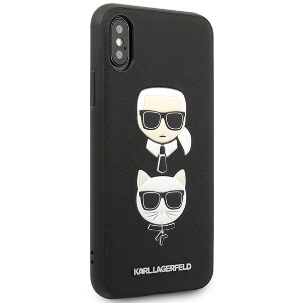 Karl Lagerfeld Saffiano Karl&Choupette hovedetæppe til iPhone XS Max - sort