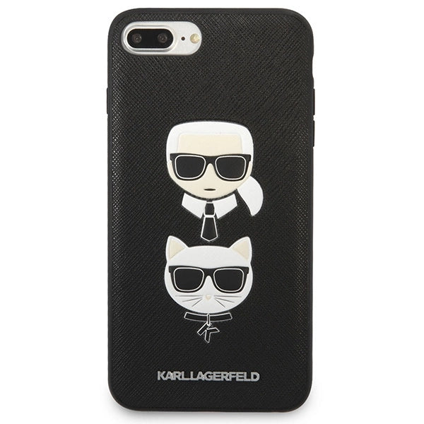 Karl Lagerfeld Saffiano Karl&Choupette hovedetæppe til iPhone 7 Plus / iPhone 8 Plus - sort