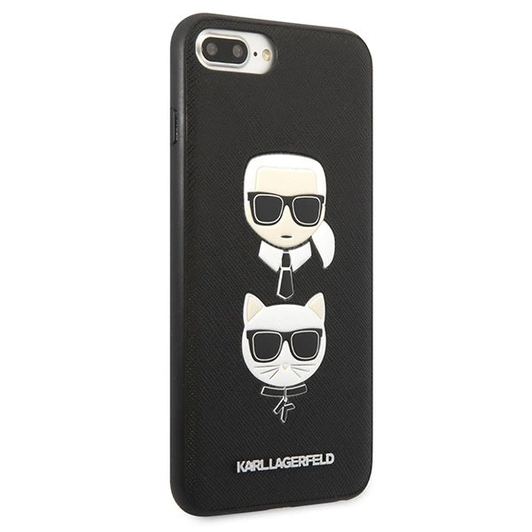 Karl Lagerfeld Saffiano Karl&Choupette hovedetæppe til iPhone 7 Plus / iPhone 8 Plus - sort