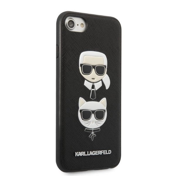 Karl Lagerfeld KLHCI8SAKICKCBK iPhone 7/8 / SE 2020 / SE 2022 sort/sort hardcase Saffiano Karl&Choupette Head