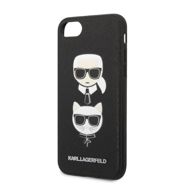 Karl Lagerfeld KLHCI8SAKICKCBK iPhone 7/8 / SE 2020 / SE 2022 sort/sort hardcase Saffiano Karl&Choupette Head