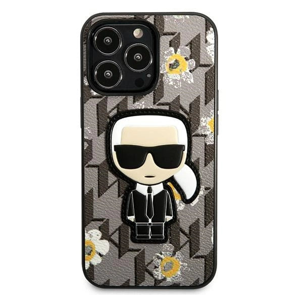 Karl Lagerfeld Flower Ikonik Karl-hylster til iPhone 13 Pro / iPhone 13 - grå