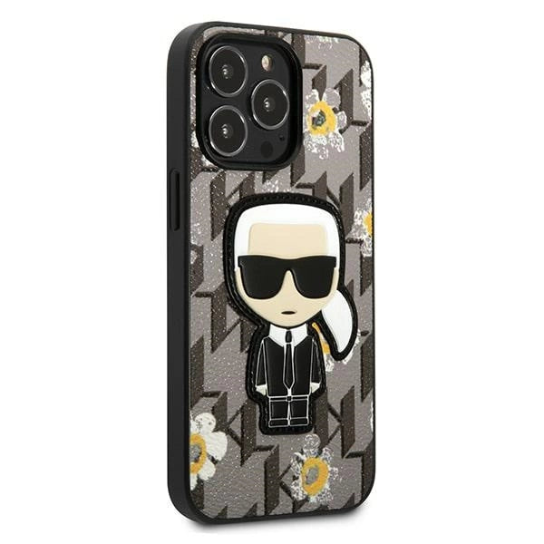Karl Lagerfeld Flower Ikonik Karl-hylster til iPhone 13 Pro / iPhone 13 - grå