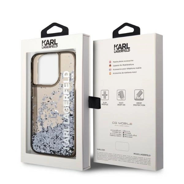Karl Lagerfeld Liquid Glitter Elong case til iPhone 14 Pro - sort