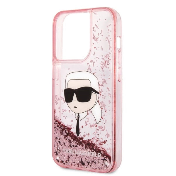 Karl Lagerfeld Glitter Karl's hovedkasse til iPhone 14 Pro - lyserød