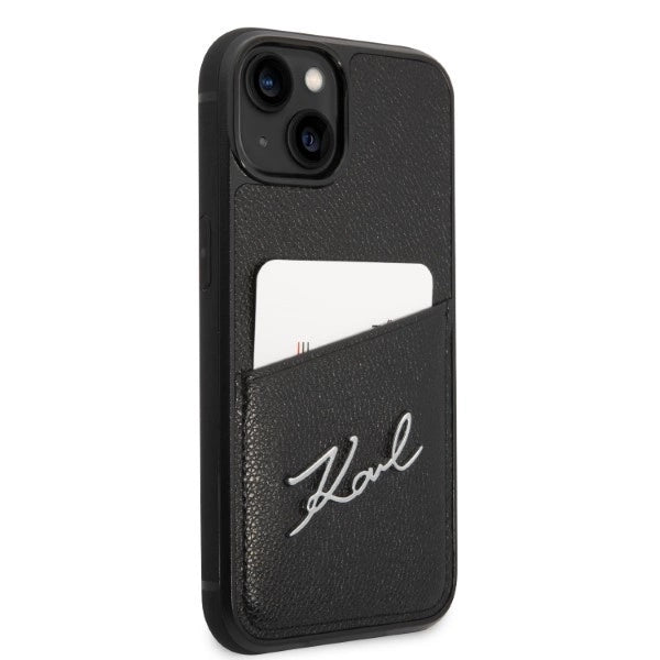 Karl Lagerfeld Signature Logo Cardslot case til iPhone 14 Plus - sort