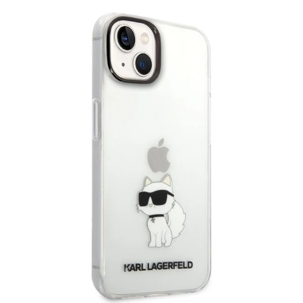 Karl Lagerfeld Ikonik Choupette fodtøj til iPhone 14 Plus - gennemsigtigt