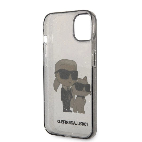 Karl Lagerfeld Glitter Karl&Choupette-foder til iPhone 14 Plus - sort