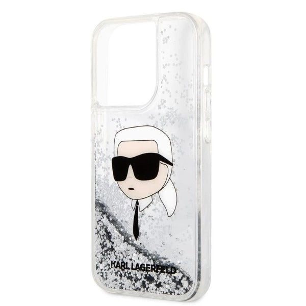 Karl Lagerfeld Glitter Karl's hovedkasse til iPhone 14 Pro Max - sølv