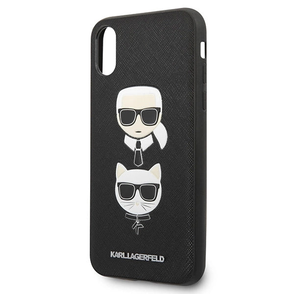 Karl Lagerfeld Saffiano Karl&Choupette hovedkasse til iPhone X/XS - sort