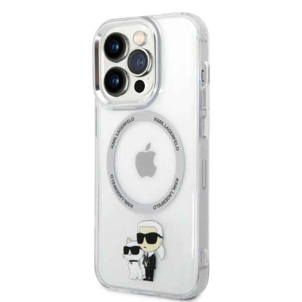 Karl Lagerfeld Iconic Karl & Choupette MagSafe-foder for iPhone 14 Pro - gennemsigtigt