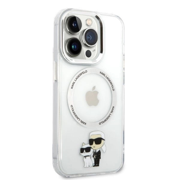 Karl Lagerfeld Iconic Karl & Choupette MagSafe-foder for iPhone 14 Pro - gennemsigtigt