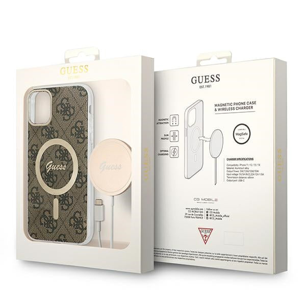 Set Guess GUBPN61H4EACSW Case+Charger iPhone 11 6.1" brun/brun hard case 4G Print MagSafe