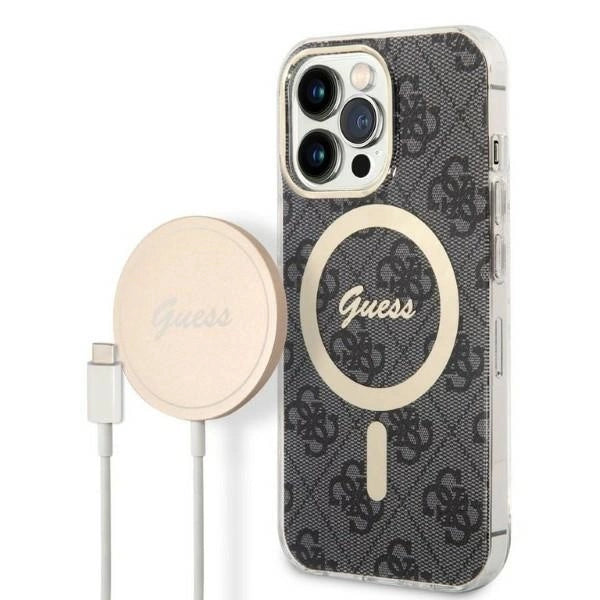 Set Guess GUBPP13LH4EACSK Case+ Charger iPhone 13 Pro sort/sort hard case 4G Print MagSafe