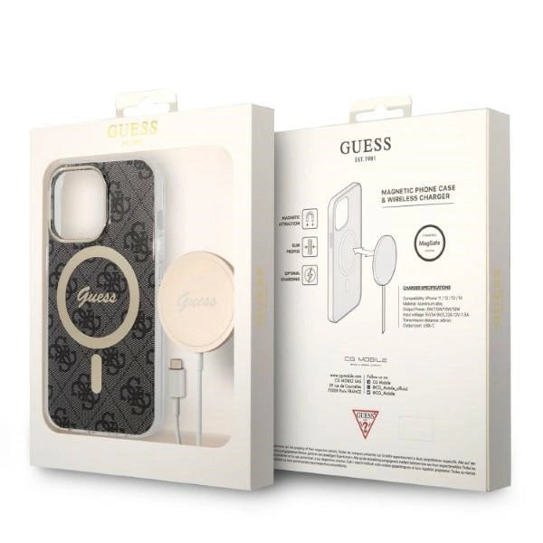 Set Guess GUBPP13LH4EACSK Case+ Charger iPhone 13 Pro sort/sort hard case 4G Print MagSafe