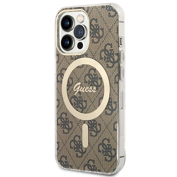 Set Guess GUBPP13LH4EACSW Case+ Charger iPhone 13 Pro brun/brun hard case 4G Print MagSafe