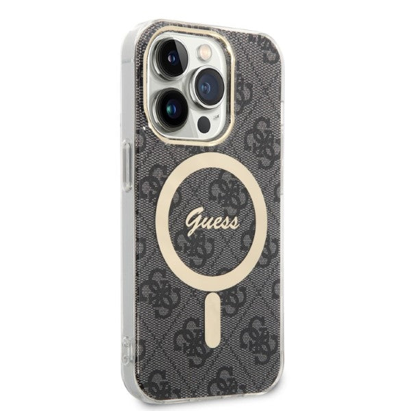 Set Guess GUBPP14LH4EACSK Case+ Charger iPhone 14 Pro 6,1" sort/sort hard case 4G Print MagSafe