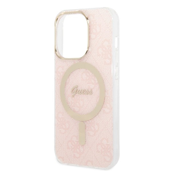 Set Guess GUBPP14LH4EACSP Case+ Charger iPhone 14 Pro 6,1" pink/pink hard case 4G Print MagSafe