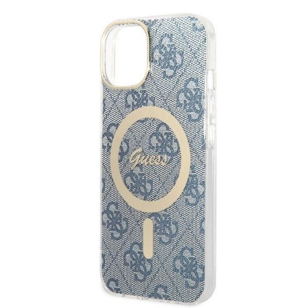 Set Guess GUBPP14MH4EACSB Case+ Charger iPhone 14 Plus 6,7" blå/blå hårdkasse 4G Print MagSafe