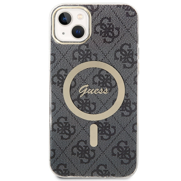 Set Guess GUBPP14SH4EACSK Case+ Charger iPhone 14 6.1" sort/sort hard case 4G Print MagSafe