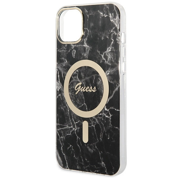 Set Guess GUBPP14SHMEACSK Case+ Charger iPhone 14 6.1" sort/sort hard case Marble MagSafe
