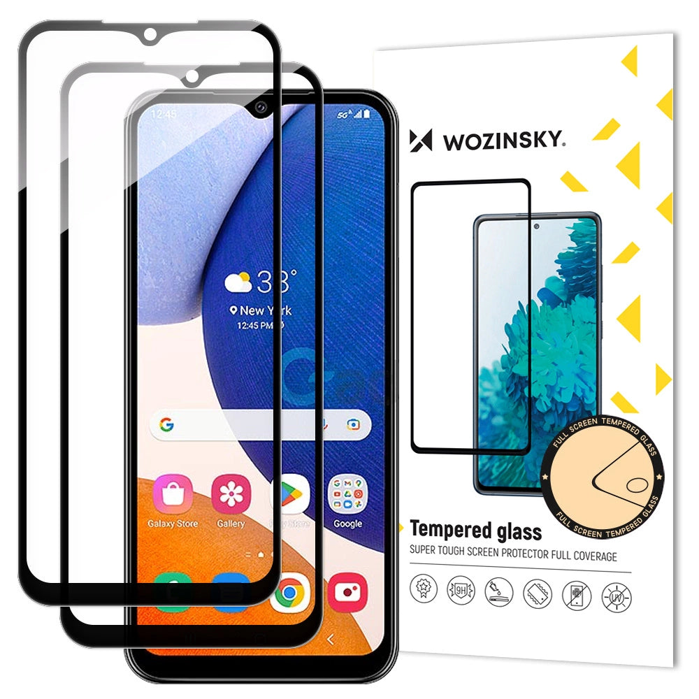 Wozinsky 2x Full Glue tempereret glas Samsung Galaxy A14 5G / A14 9H Full Screen tempereret glas med sort ramme