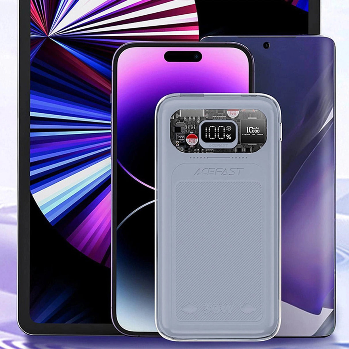 Acefast powerbank 10000mAh Sparkling Series hurtig opladning 30W grå (M1)