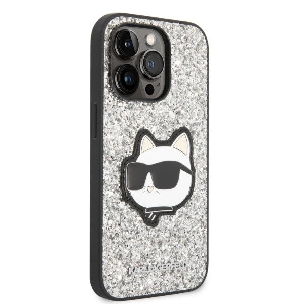 Karl Lagerfeld KLHCP14LG2CPS iPhone 14 Pro 6.1" sølv/sølv hardcase Glitter Choupette Patch