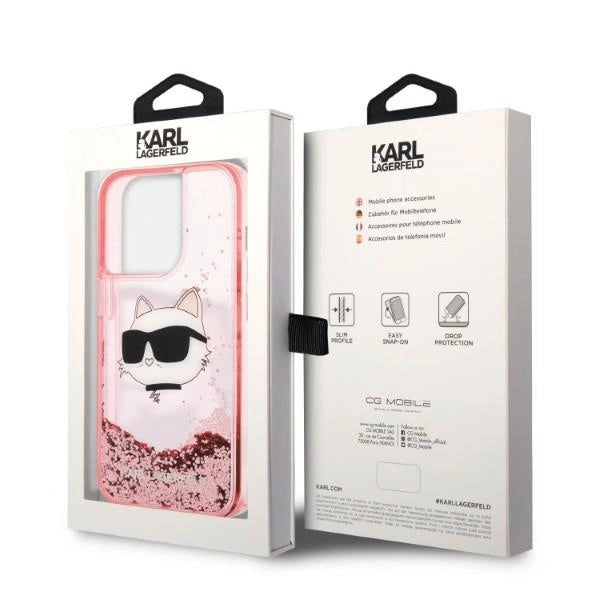 Karl Lagerfeld KLHCP14LLNCHCP iPhone 14 Pro 6,1" pink/pink hardcase Glitter Choupette Head