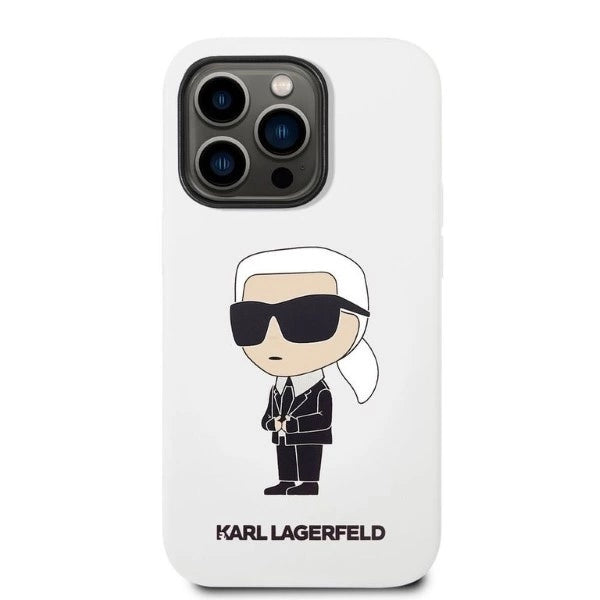 Karl Lagerfeld KLHCP14LSNIKBCH iPhone 14 Pro 6,1" hårdkasse hvid/hvid Silicone Ikonik