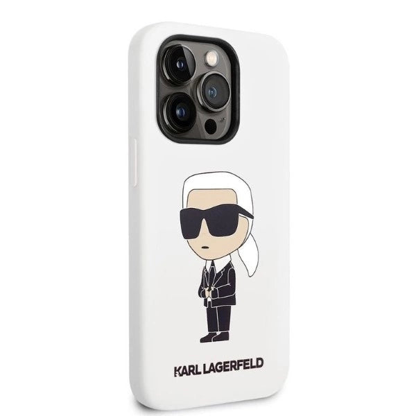 Karl Lagerfeld KLHCP14LSNIKBCH iPhone 14 Pro 6,1" hårdkasse hvid/hvid Silicone Ikonik