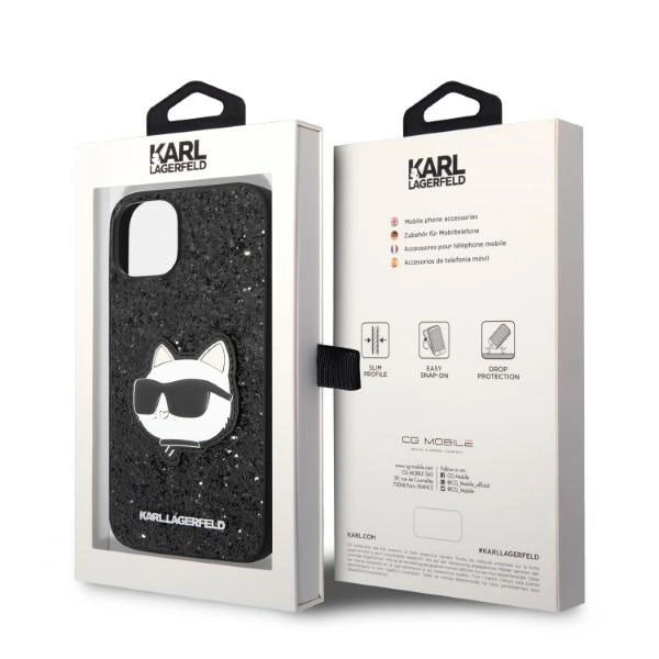 Karl Lagerfeld KLHCP14MG2CPK iPhone 14 Plus 6.7" sort/sort hardcase Glitter Choupette Patch