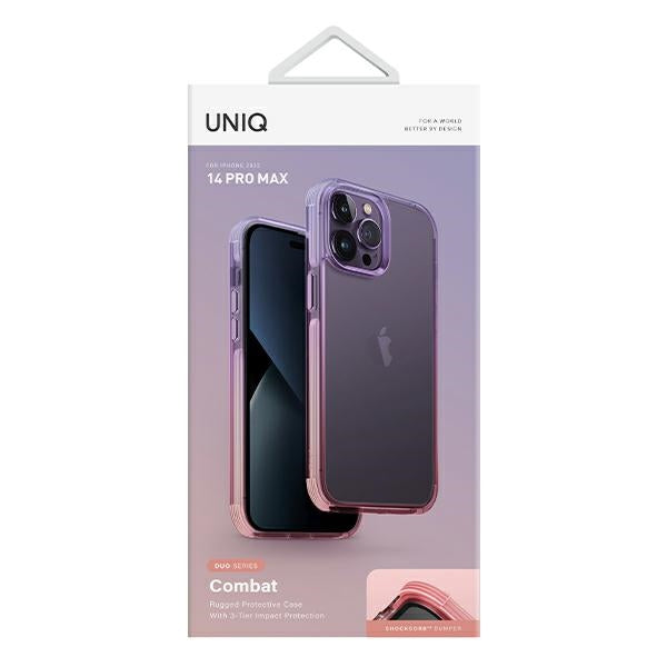 Uniq Combat Duo fodtøj til iPhone 14 Pro Max - lilla og pink