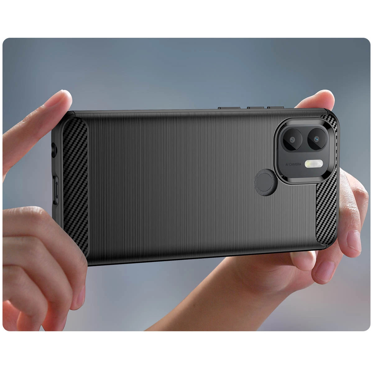 Carbon Case til Xiaomi Redmi A1+ fleksibelt silikone carbon cover sort